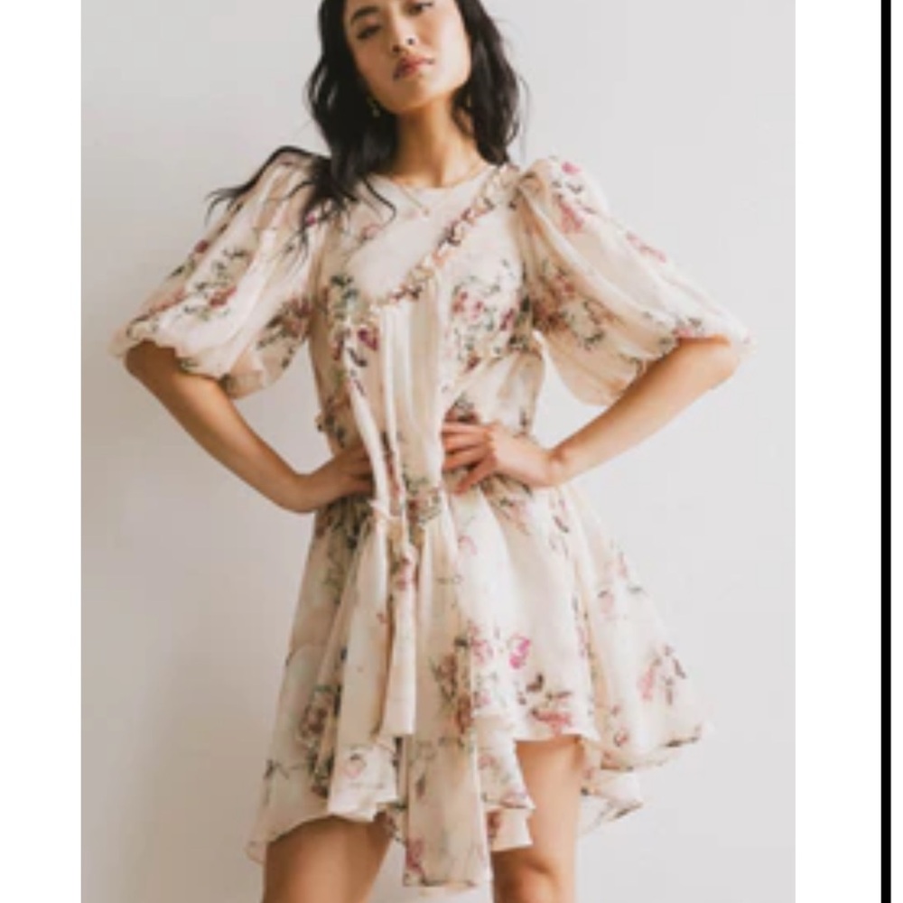 Bohme Asymmetrical Floral Cream Dress